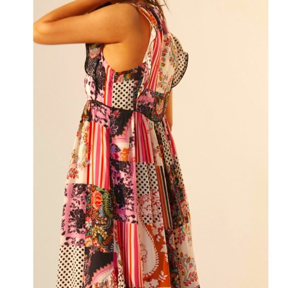 Anthropologie Ruffled Patchwork Midi Dress - Picture 6 of 13